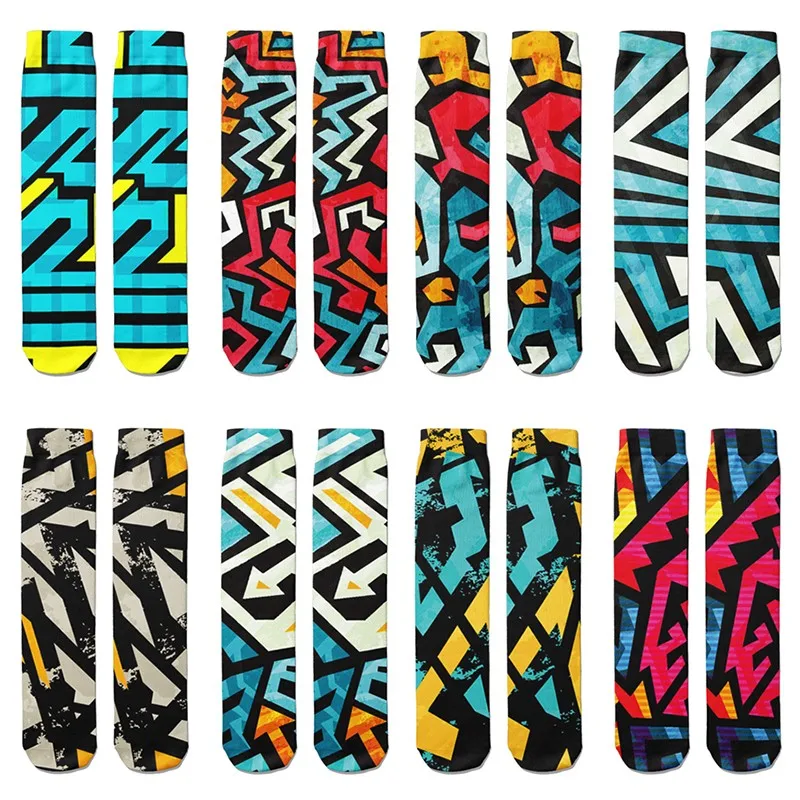 Top Trends: 3D Graffiti Harajuku Hip Hop Thigh High Socks Colorful Happy Funny Comfortable Cotton Long Socks Fashion Printing Cool Sock Shoppable Styles