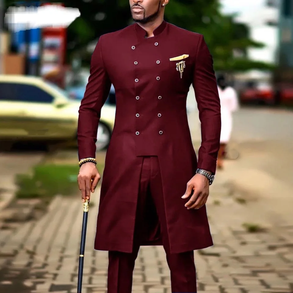 Top Trends: 2024 Fashion African Design Slim Fit Men Suits For Wedding Groom Tuxedos Burgundy Bridegroom Suits Best Man Prom Party Blazer Shoppable Styles