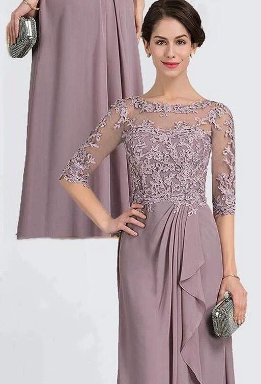 Top Trends: Elegant Lace Mother Of The Bride Dress Illusion Half Sleeve Wedding Ceremony Guests Plus Size Chiffon Formal Evening Prom Gowns Shoppable Styles