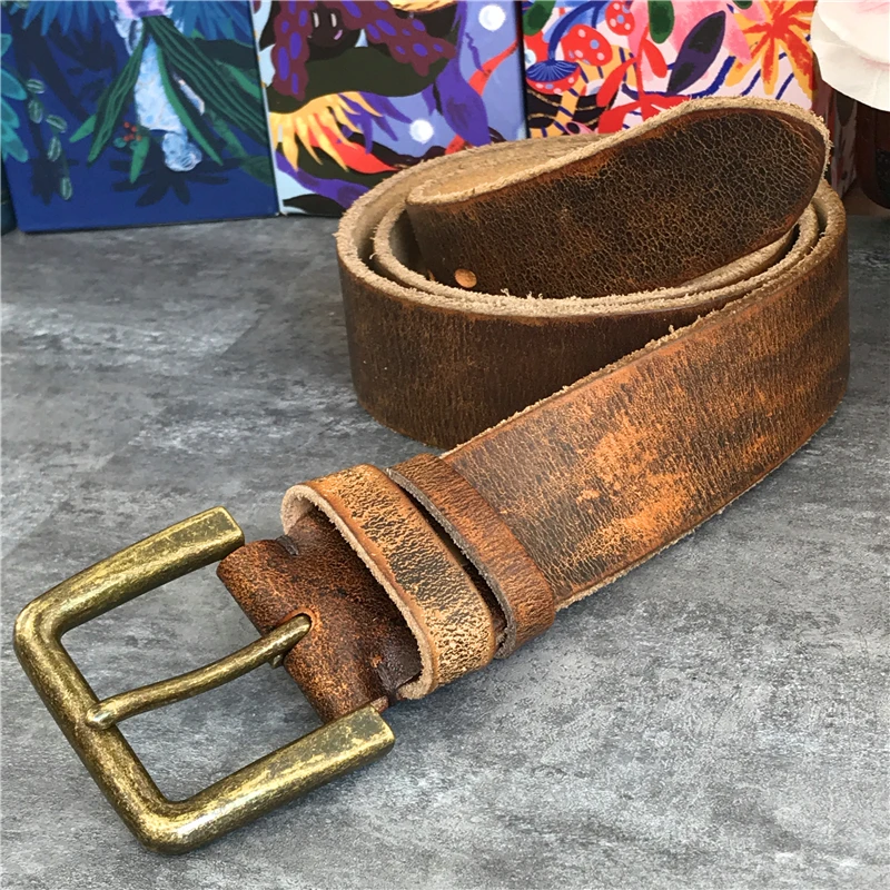 Top Trends: Retro 4.3CM Pin Belt Buckle Luxury Thick Belts Men Leather Vintage Yellow Belt Men Wide Jeans Ceinture Black Waist Belt MBT0019 Shoppable Styles