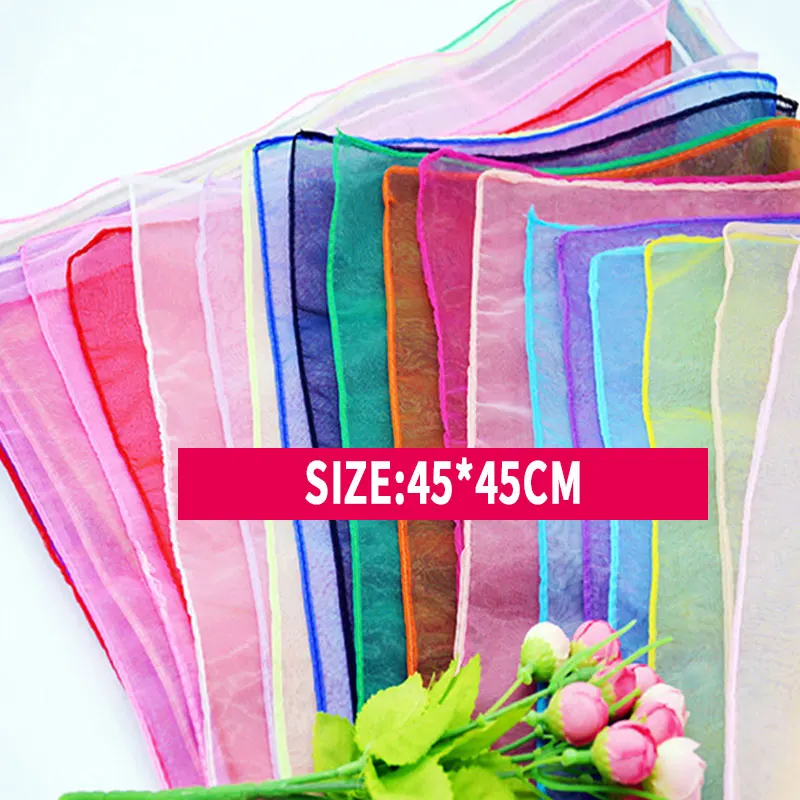 Top Trends: Kindergarten Performance Dance Show Silk Scarf Candy-colored Solid Scarf Women Summer Spring Transparent Square Chiffon Scarves Shoppable Styles