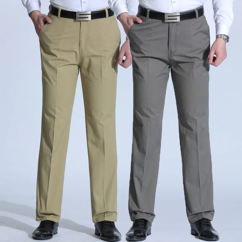 Top Trends: Spring And Summer Brand Men's Trousers Middle-aged Men Trousers Thin Casual Solid Color Loose Pant High Waist Man Trouser Pant Shoppable Styles