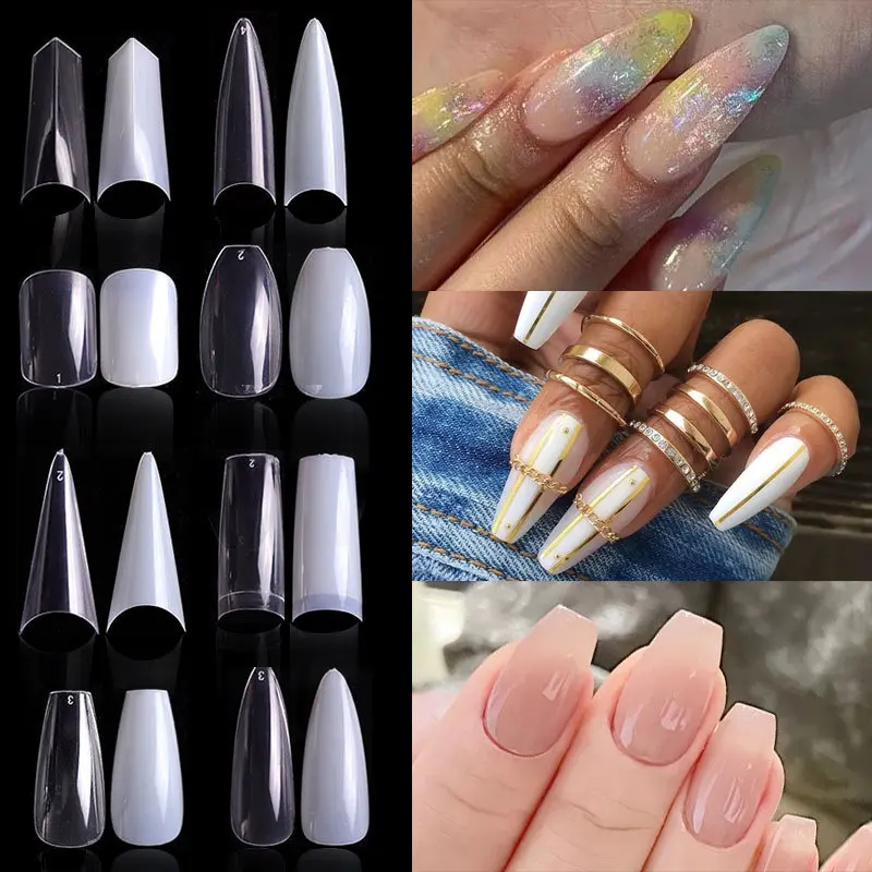 Top Trends: 100 / 500PCS PRO White Clear V Straight Round End Full / Half Acrylic Ballet Coffin French False Nail Tips Fake Toenail Tip Manicure Shoppable Styles - Image 5