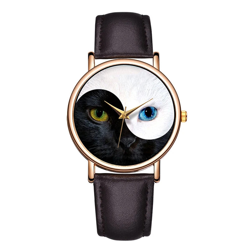 Top Trends: Women Watches Leather Band Cat Eyes Vintage Simple Ladies Quartz Wrist Watch Top Brand Luxury Fashion Clock Saat Montre Femme Shoppable Styles - Image 2