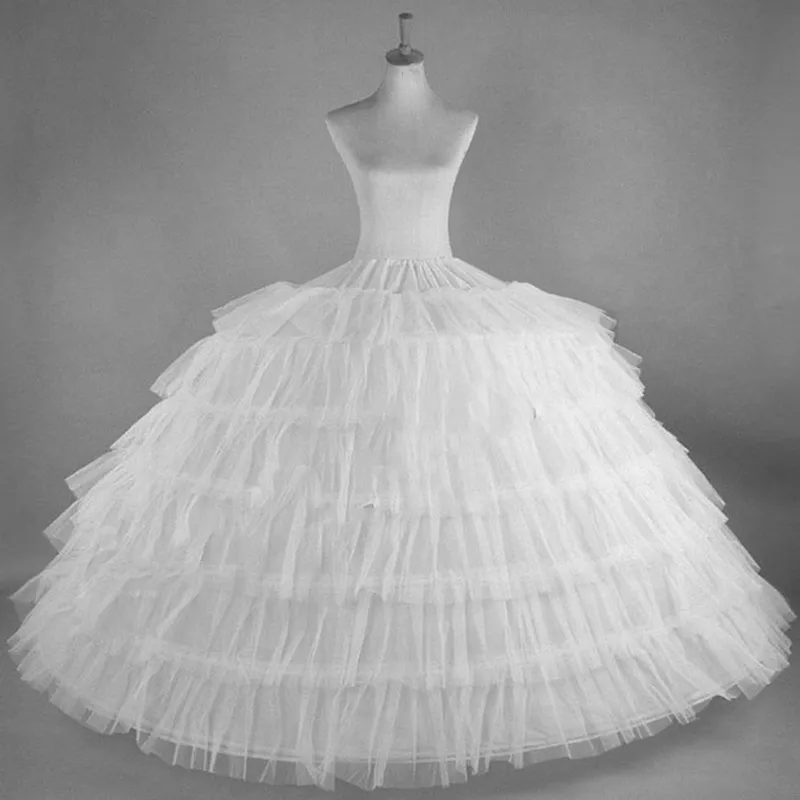 Top Trends: White Tulle 6 Hoops Petticoats For Wedding Dress Plus Size Fluffy Woman Ball Gown Underskirt Crinoline Pettycoat Hoop Skirt Shoppable Styles