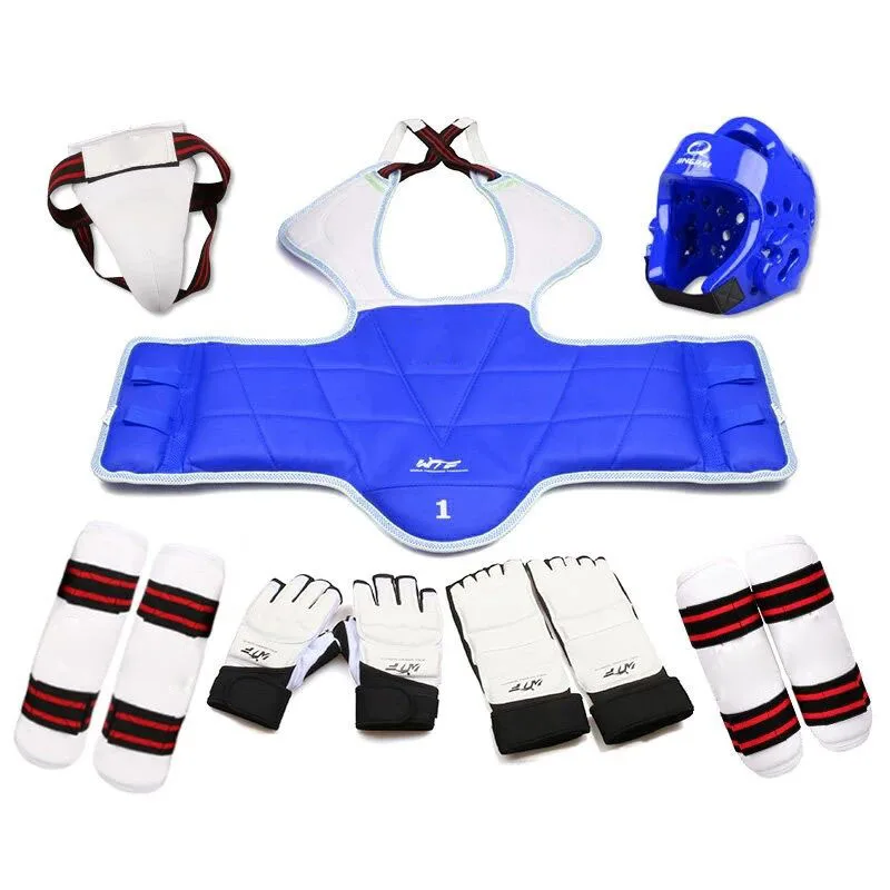 Top Trends: Taekwondo Glvoes Karate Vest Body Protector Sparring Gear Adult Children Arm Shin Chest Guard Helmet MMA Training Set Equipment Shoppable Styles