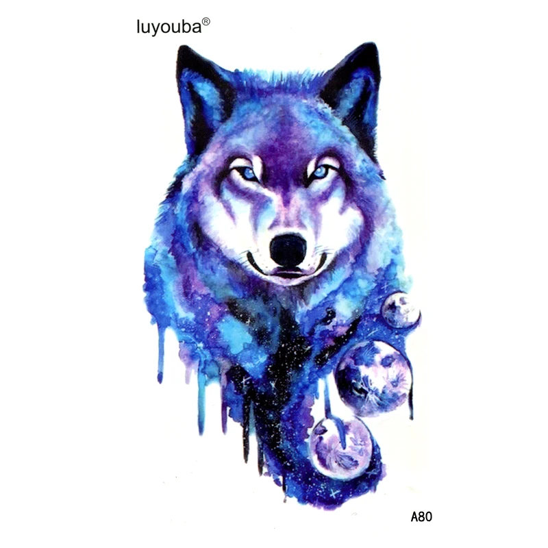 Top Trends: Blue Wolf Waterproof Temporary Tattoo Men Beauty Henna Flash Tattoo Tatuajes Tatoo Kids Stickers Temporary Tattoos Sleeves Shoppable Styles