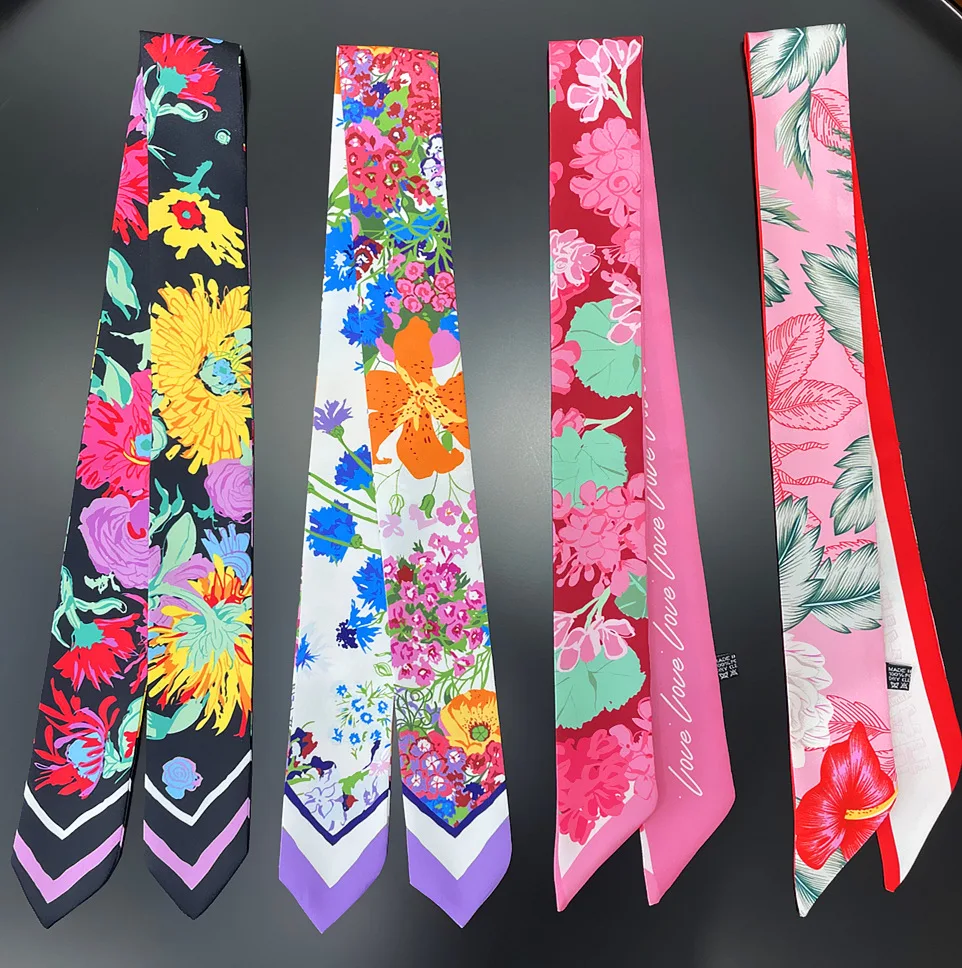 Top Trends: New Women's Scarves Luxury Brand Small Silk Scarves Fashion Headscarf Hair Band Bags Hat Accessories Shawls Beach Shoppable Styles