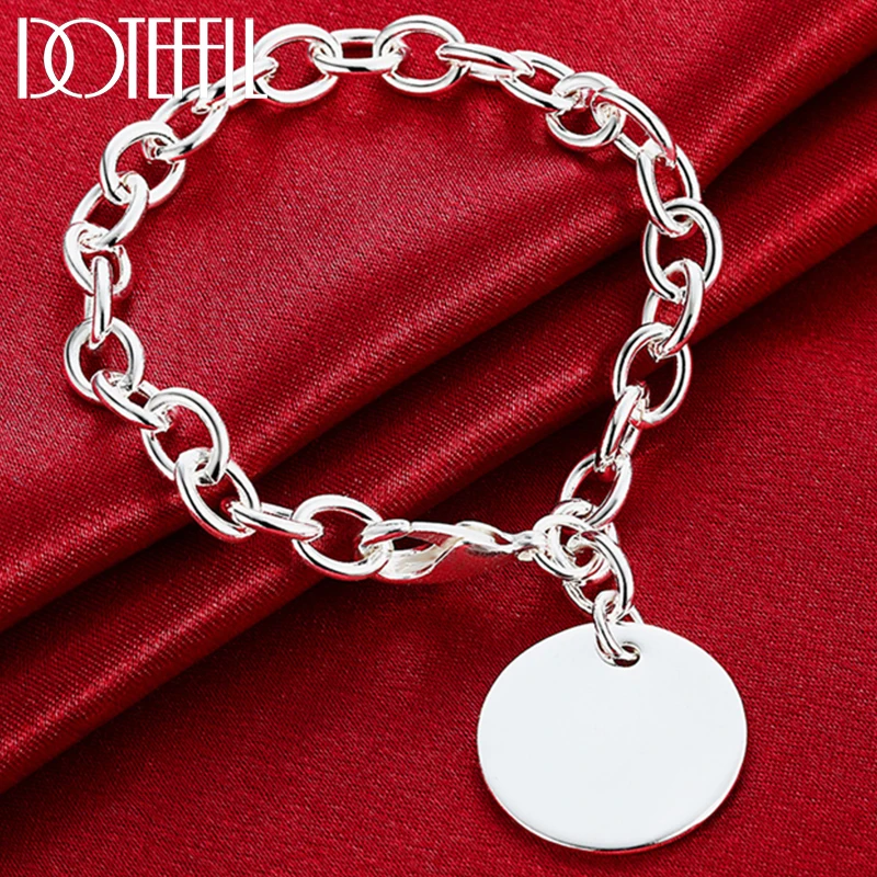 Top Trends: DOTEFFIL 925 Sterling Silver Circle Tag Bracelet Woman Fashion Wedding Engagement Party Jewelry Shoppable Styles