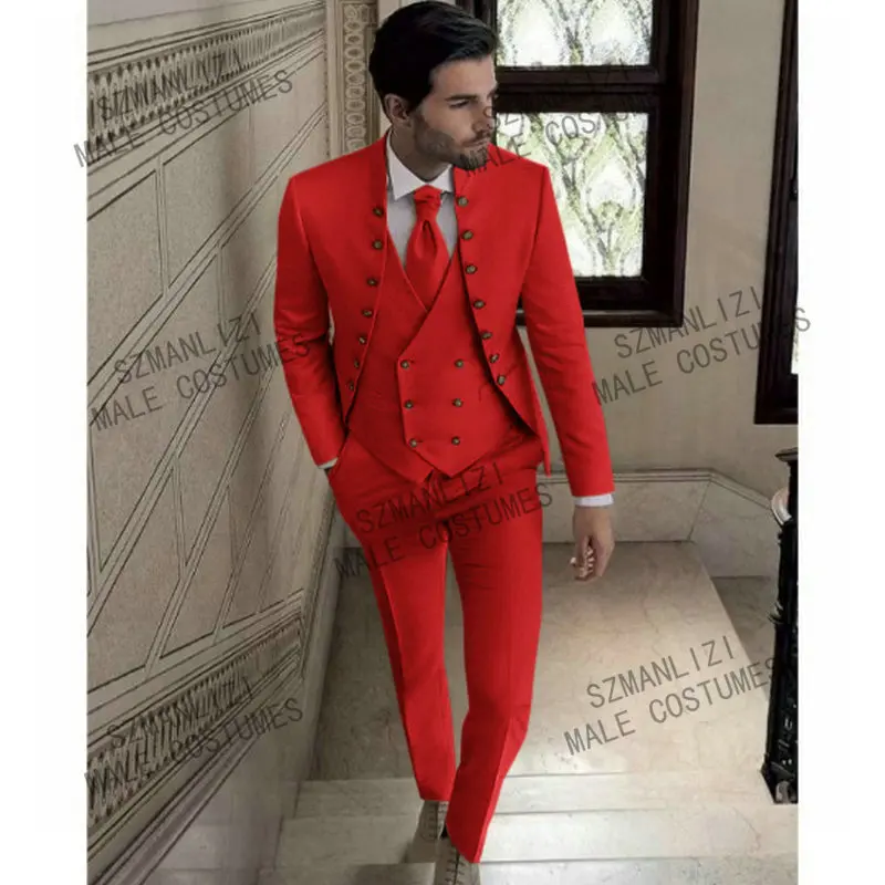 Top Trends: SZMANLIZI MALE COSTUMES Men Wedding Suits 2022 Terno Slim Fit Groomsmen Red Formal Groom Mens Tuxedo Blazer Prom Suits 3 Pieces Shoppable Styles