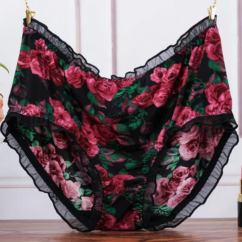 Top Trends: Big Size Mid Waist Women's Panties Print Leopard Briefs Underwear Lady Sexy Lace Ruffles Seamless Plus Size Underpants Lingerie Shoppable Styles