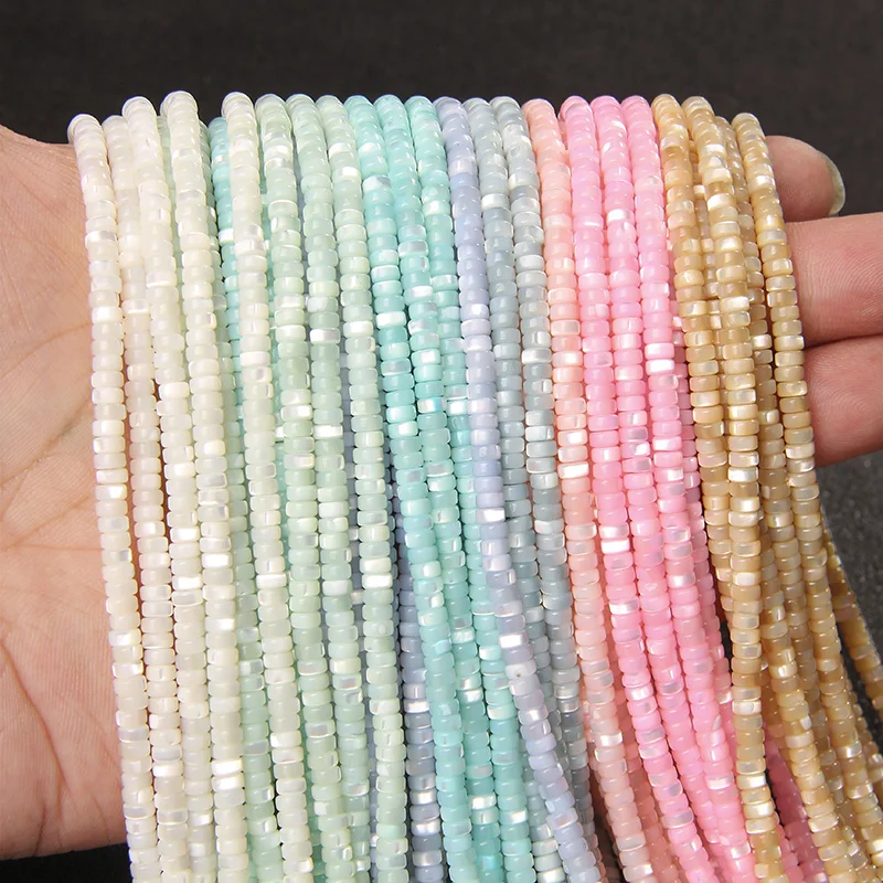 Top Trends: 2x4mm Natural Shell Beads Multi Color Rondelle Bead Dyed Mother Of Pearl Shell Loose Spacer Beads For Making Jewelry Shoppable Styles