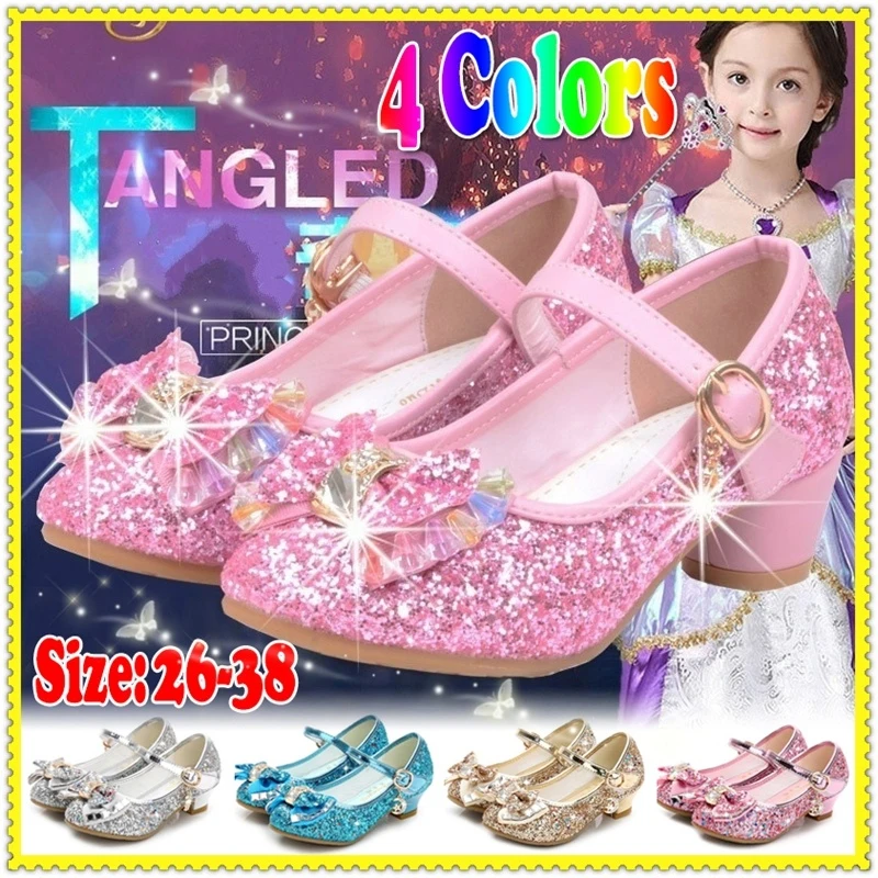 Top Trends: Princess Kids Leather Shoes Girls Wedding Flower Casual Glitter Children High Heel Summer Sandals Butterfly Knot Party Wedding Shoppable Styles