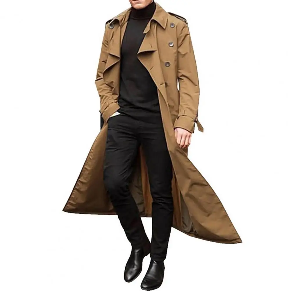 Top Trends: British Style Trench Coat Men Double-breasted Lapel Windbreaker Western Style Male Long Jacket Outerwear Autumn 2021 Shoppable Styles