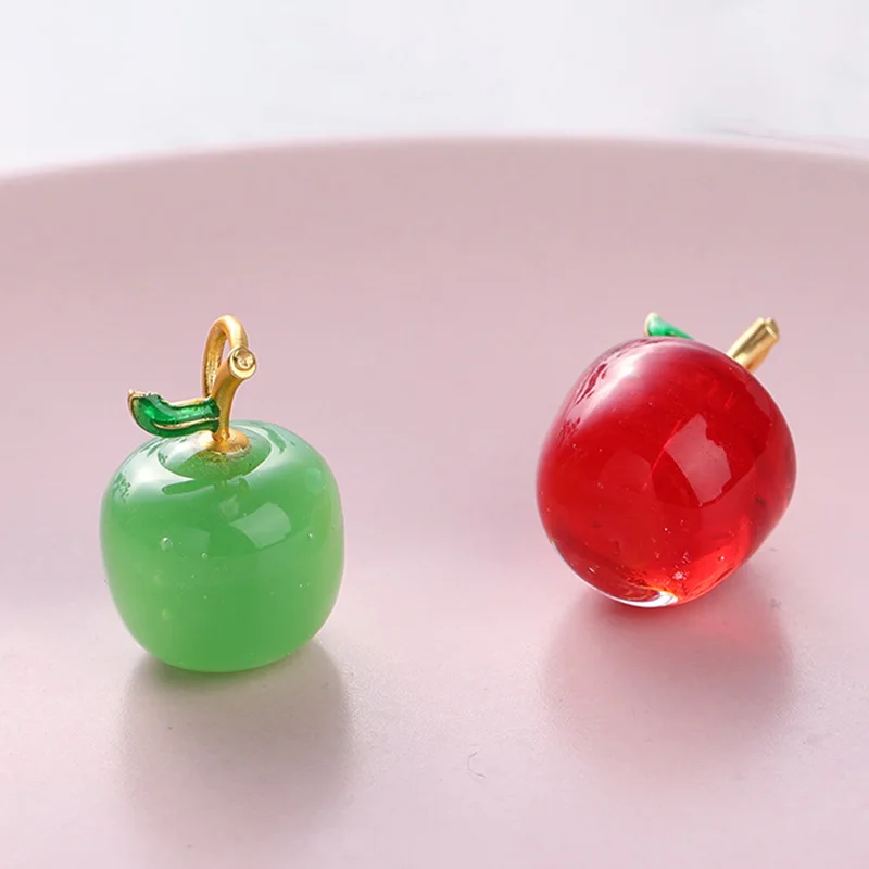 Top Trends: 1pcs 19x14mm Green / Red Apple Shape Handmade Lampwork Glass Loose Pendants Beads For Jewelry Making DIY Crafts Findings Shoppable Styles