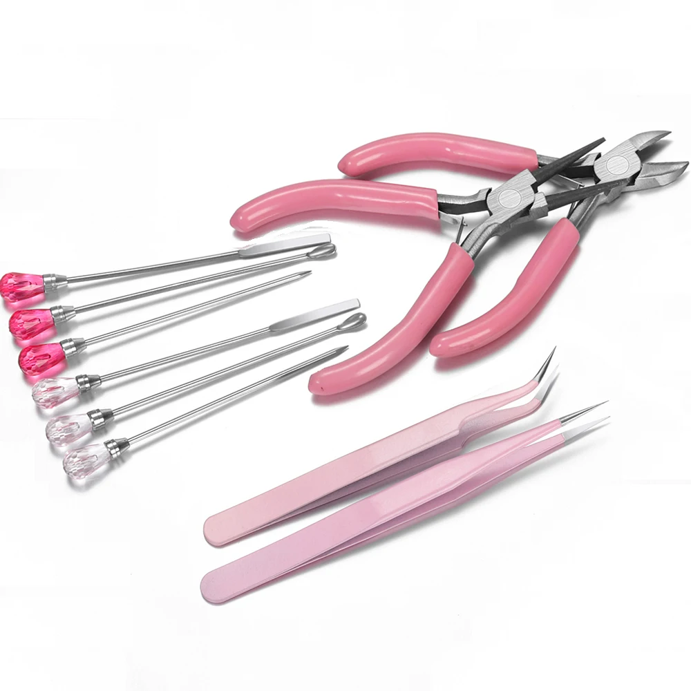 Top Trends: Pink Color Jewelry Pliers Resin Tweezers Tool Muddler Poke Needle Spoon Tool Set For Silicone Resin Mold Jewelry Making DIY Tool Shoppable Styles