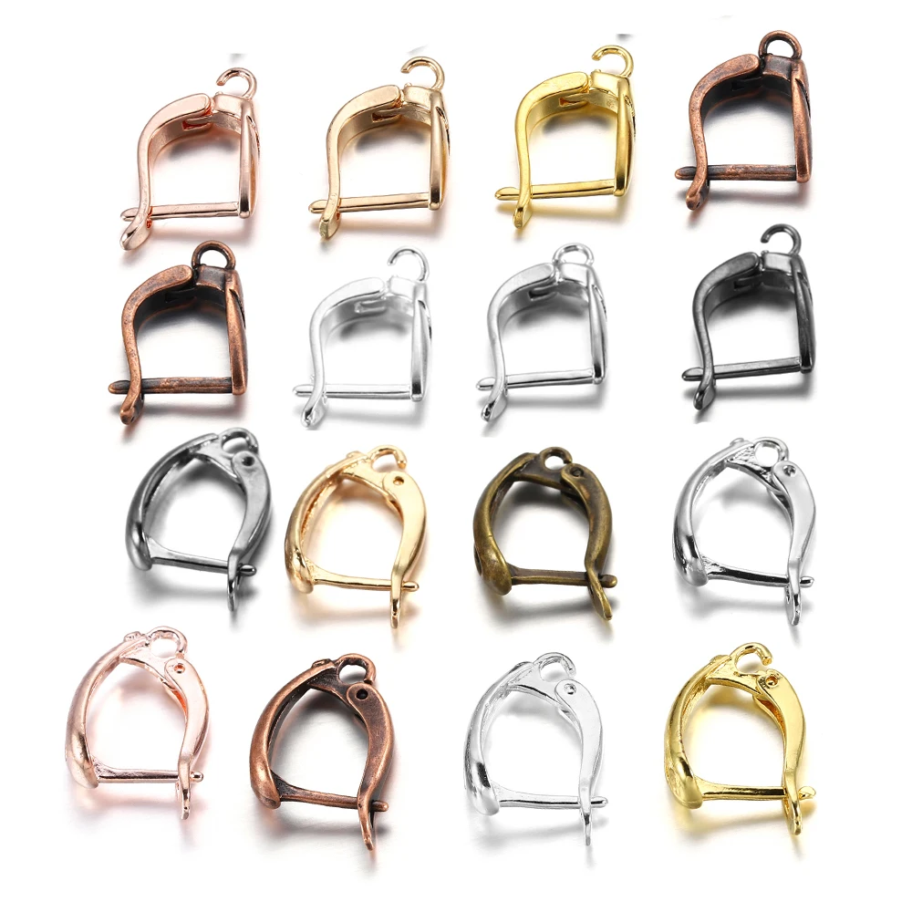 Top Trends: 6-12Pcs / lot Gold Color French Earring Hooks Lever Back Open Loop Setting For DIY Earring Clips Clasp Jewelry Making Accessories Shoppable Styles