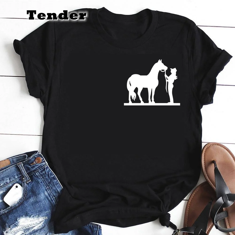 Top Trends: Punk COWGIRL AND HORSE T-shirt Women Sexy Tops Grunge Graphic T-shirt Harajuku Shirts For Women Aesthetic Tshirt Tee Tops Shoppable Styles