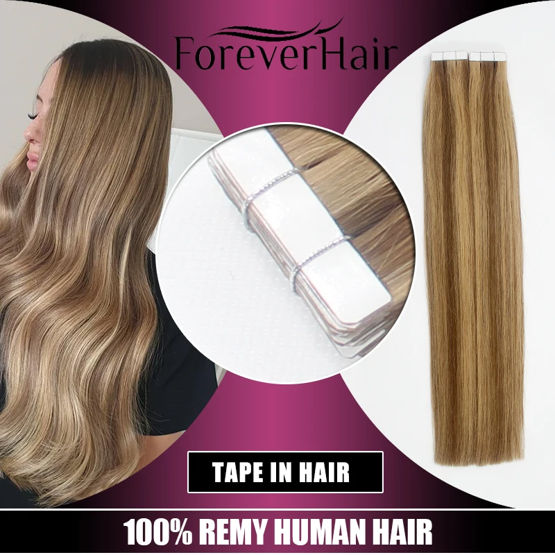 Top Trends: FOREVER HAIR 2.0g / pc Tape In Natural Human Hair Extensions Ash Blonde European Skin Weft Remy Hair Extensions 16&quot; 18&quot; 20&quot; 22 Shoppable Styles