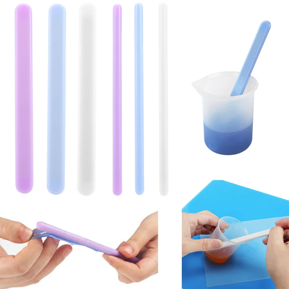 Top Trends: 3Pcs Epoxy Resin Tools Silicone Mirror Stirring Rod Resin Dripping Tool Round Flat Stirring Rod For DIY Epoxy Making Supplies Shoppable Styles