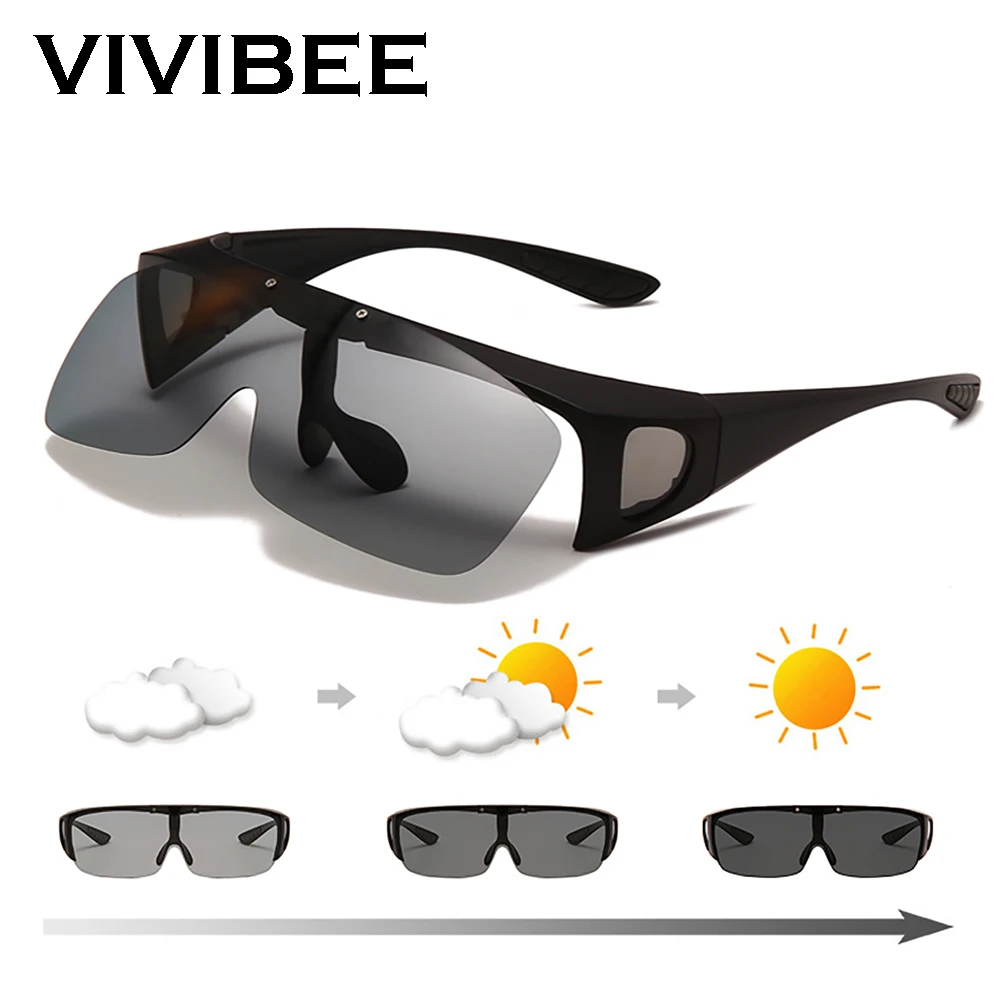 Top Trends: VIVIBEE Flip Up Polarized Fit Over Glasses Sunglasses Men Driving UV400 Photochromic Fishing Goggle For Mypoia Outdoor Women Shoppable Styles