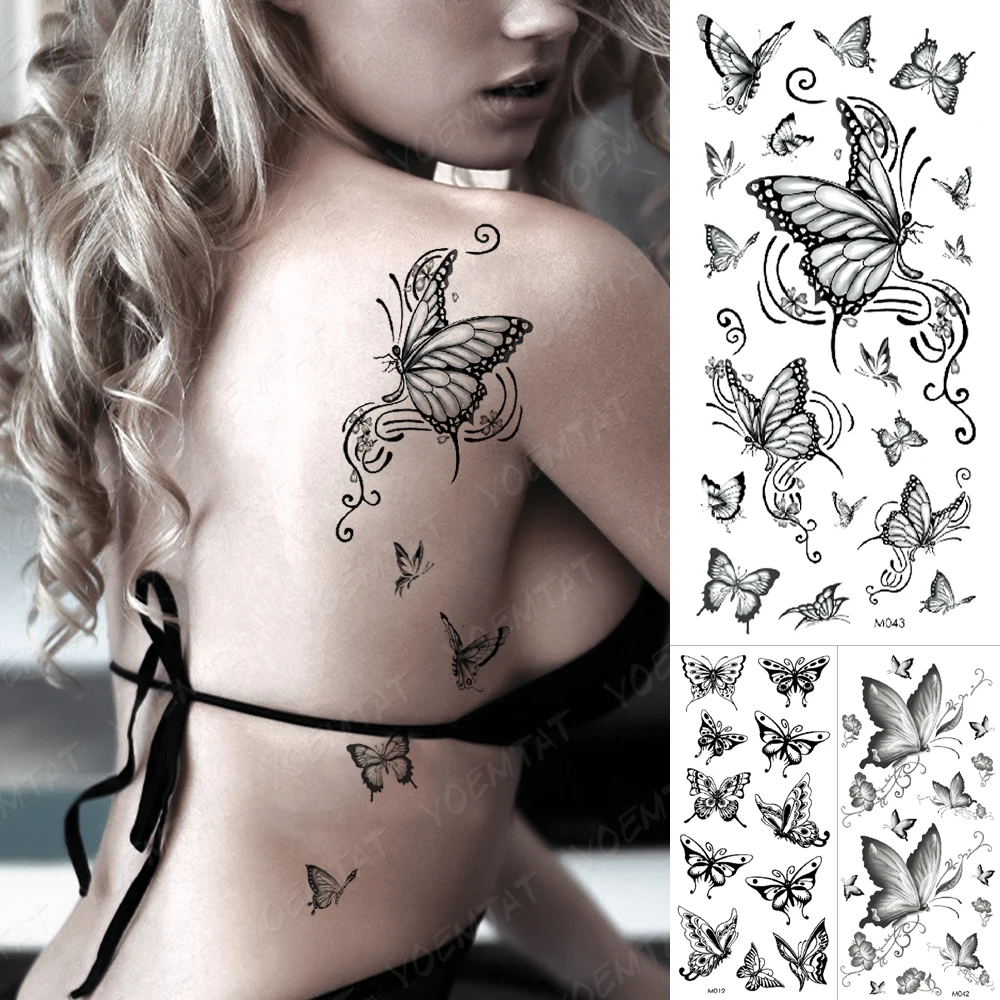 Top Trends: Dark Butterfly Sexy Waterproof Temporary Tattoo Sticker India Women Back Waist Flash Tatoo Girl Body Art Fake Tattoos Realistic Shoppable Styles