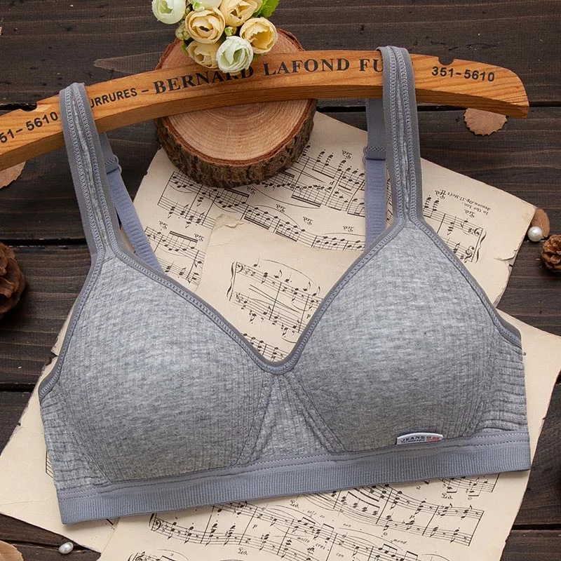 Top Trends: Simple Gather Bras For Women Students Adjustable Breathable Cotton Bra Underwear Pure Color No Steel Ring Developmental Bralette Shoppable Styles