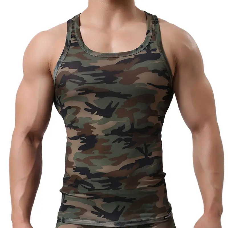 Top Trends: CLEVER-MENMODE Quick Dry Men Tank Top Undershirt Sleeveless Shirt Fitness Camouflage Singlet Bodybuilding Vest Elastic Clothing Shoppable Styles