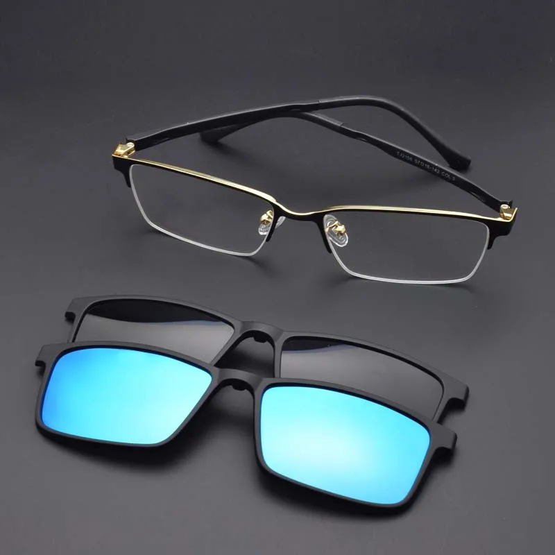 Top Trends: Polarized Magnetic Sleeve Mirror Men's Brown Myopia Magnet Sunglasses Adsorption Night Vision Clip On Glasses Frame Double Color Shoppable Styles