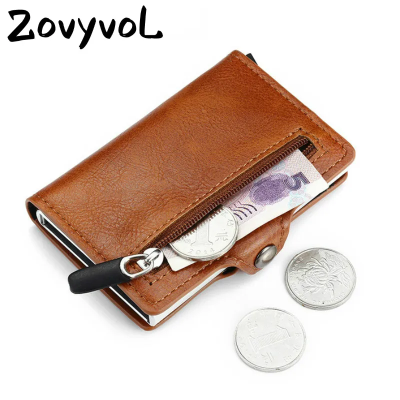 Top Trends: 2023 New Anti-theft RFID Credit Card Holder Wallet With Zipper Coin Pocket Slim Men Women Hasp Leather Wallet With Money Clips Shoppable Styles