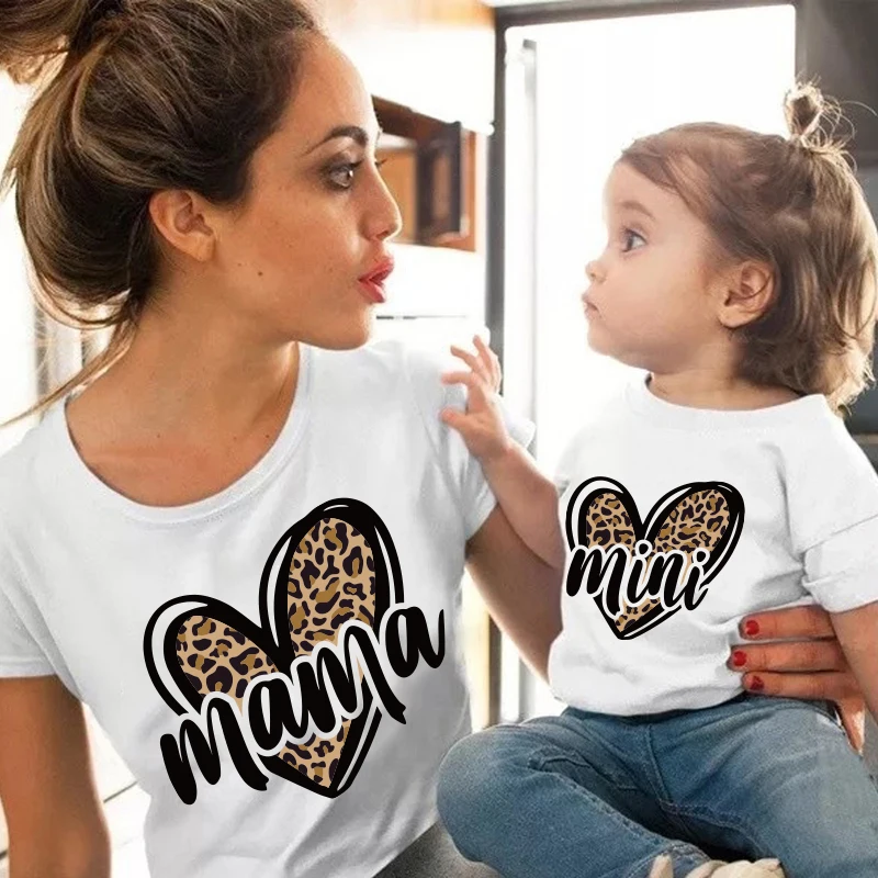 Top Trends: Tshirt Family Fashion Mother Kids Leopard Love Family Tshirt Mom Baby Girl Clothes Family Matching Outfits Family Look Clothes Shoppable Styles