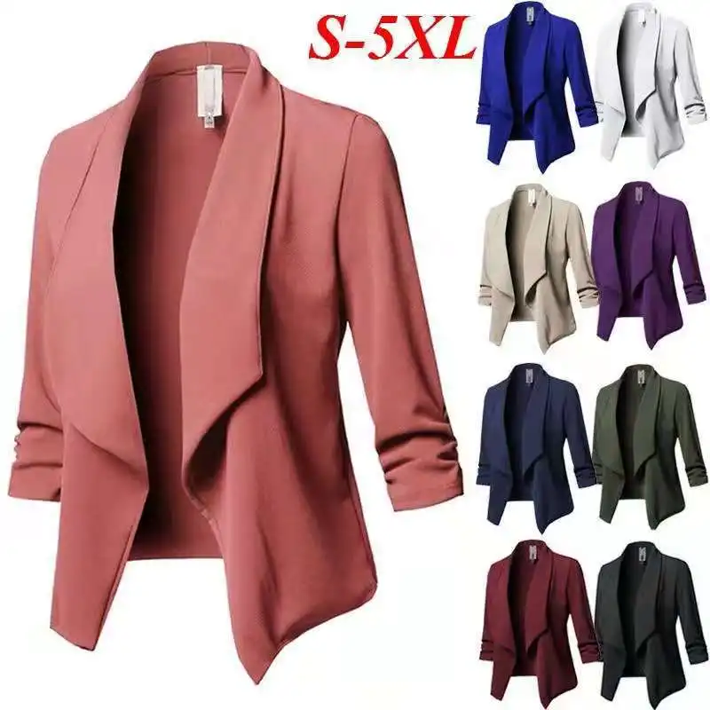 Top Trends: NEW Oversize Office Ladies Notched Collar Women Blazer Solid Autumn Jacket Pleated Sleeve Casual Female Suits Coat 10 Colors Shoppable Styles