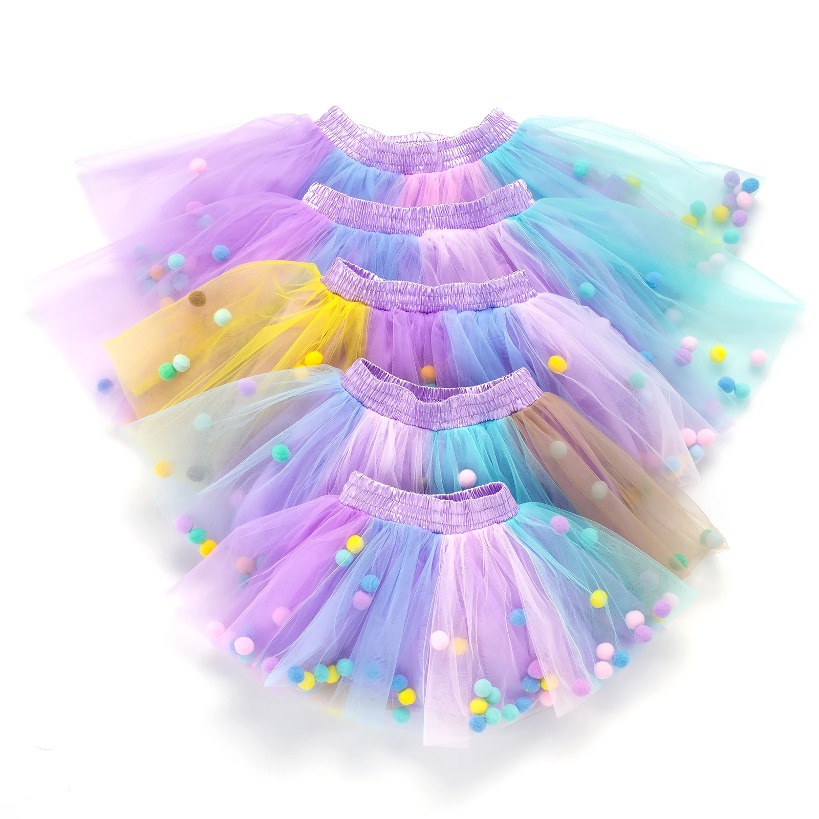 Top Trends: 2022 New Arrival Infant Mulity Colorful Tulle Tutu Skirt Pom Pom Princess Mini Dress Children Clothing Pettiskirt Girl Clothes Shoppable Styles