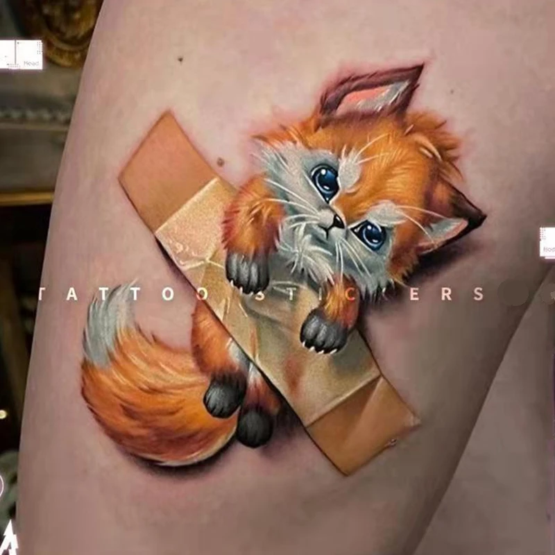 Top Trends: Cartoon Fox Waterproof Temporary Tattoo Stickers For Men Women Cute Pets Small Fresh Art Fake Tattoos Animal Childlike Tattoos Shoppable Styles