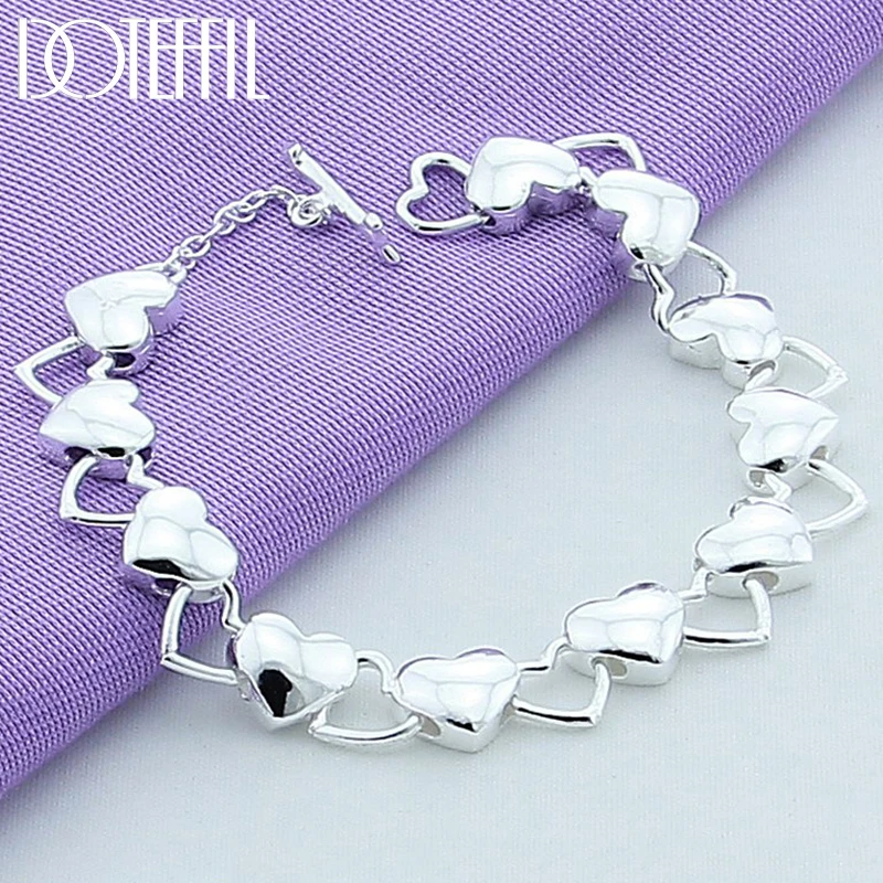 Top Trends: DOTEFFIL 925 Sterling Silver Solid Hollow Full Heart Bracelet For Woman Charm Wedding Engagement Party Fashion Jewelry Shoppable Styles