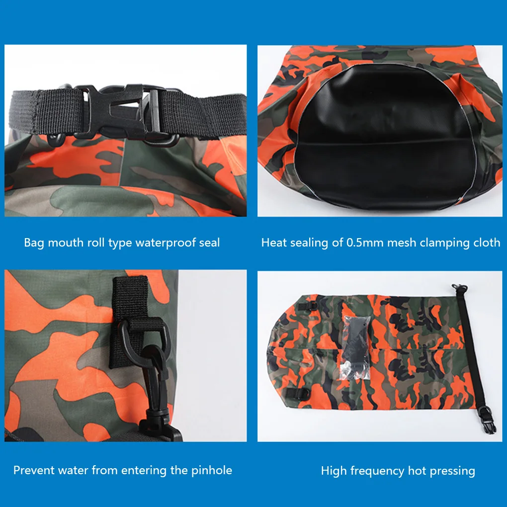 Top Trends: 2 / 5 / 10 / 15L Outdoor Camouflage Waterproof Dry Bags Portable Rafting Diving Dry Bag Sack PVC Swimming Bags For River Trekking Shoppable Styles - Image 4