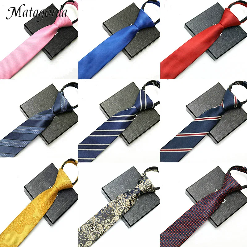 Top Trends: 48*6 Cm Men's Tie Business Formal Dress Wear Stripe Solid Colors Zipper Necktie Wholesale Gifts For Men Slim Skinny Tie Shoppable Styles