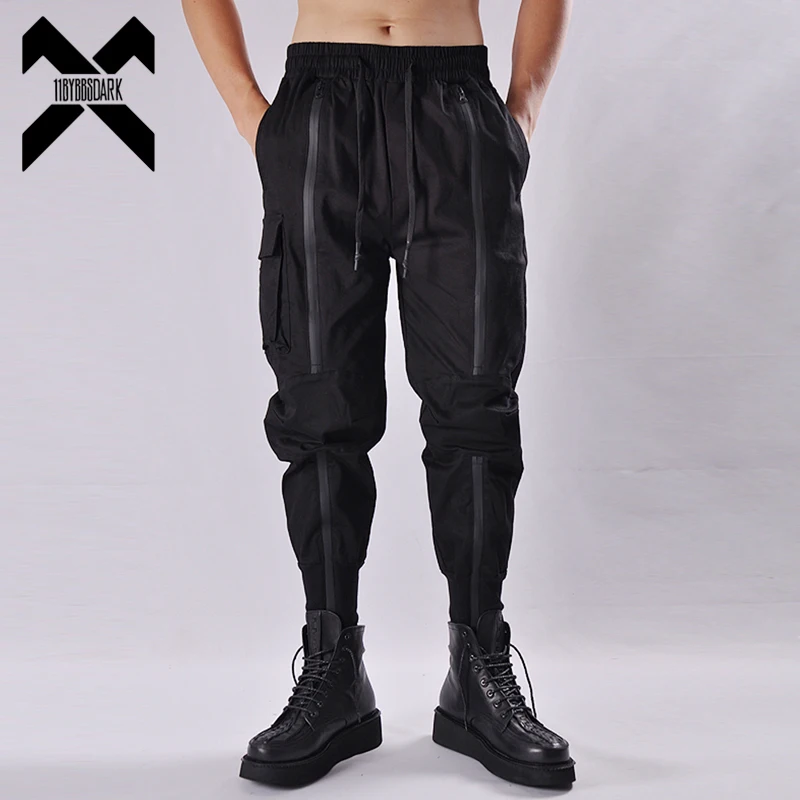 Top Trends: Tactical Functional Cargo Pants Joggers Men Black Elastic Waist Trousers Hip Hop Streetwear Zipper Design Pants Techwear WB376 Shoppable Styles