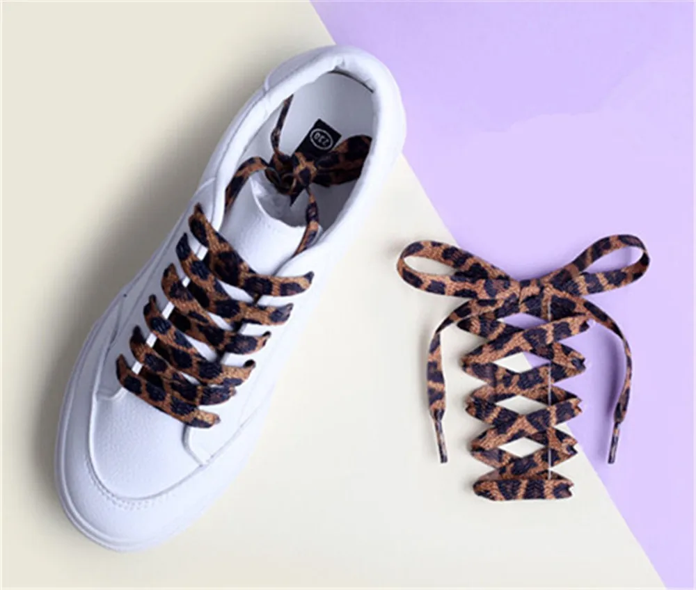 Top Trends: High Quality Newest Classic Leopard Pattern Shoe Laces High-top Canvas Sneakers Flat White Shoelaces Strings Shoppable Styles - Image 6