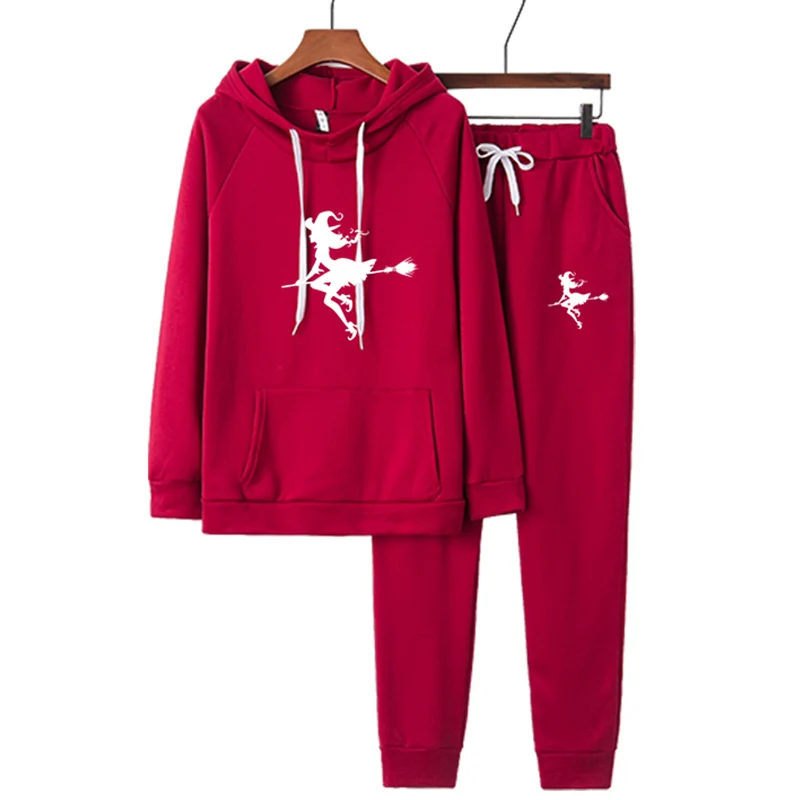 Top Trends: Flying Witch Women Two Piece Set Tracksuits Top+ Pant Suits Hoodie Pullover Sweatshirt Pockets Ensemble Female Suit Plus Size Shoppable Styles