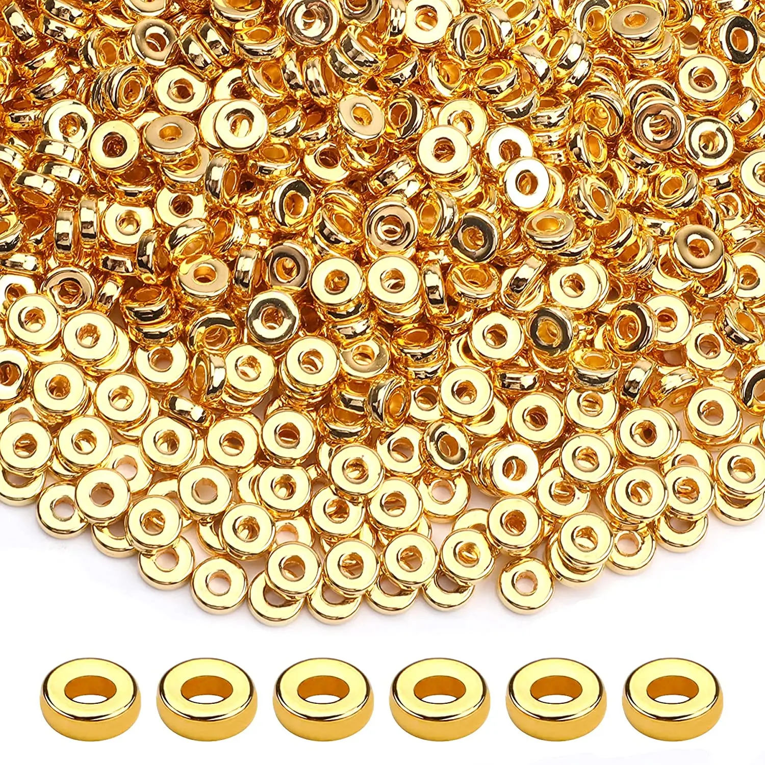 Top Trends: 250pcs Flat Round Spacer Beads Gold &amp; Silver Color Disc Loose Beads For Jewelry Making DIY Bracelet Necklace Earring Accessories Shoppable Styles