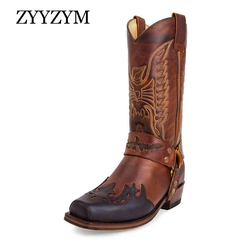 Top Trends: ZYYZYM Men Boots Leather Autumn Winter Mid-calf Handmade Retro Shoes Brithsh Boots For Men Zapatos De Hombre Shoppable Styles