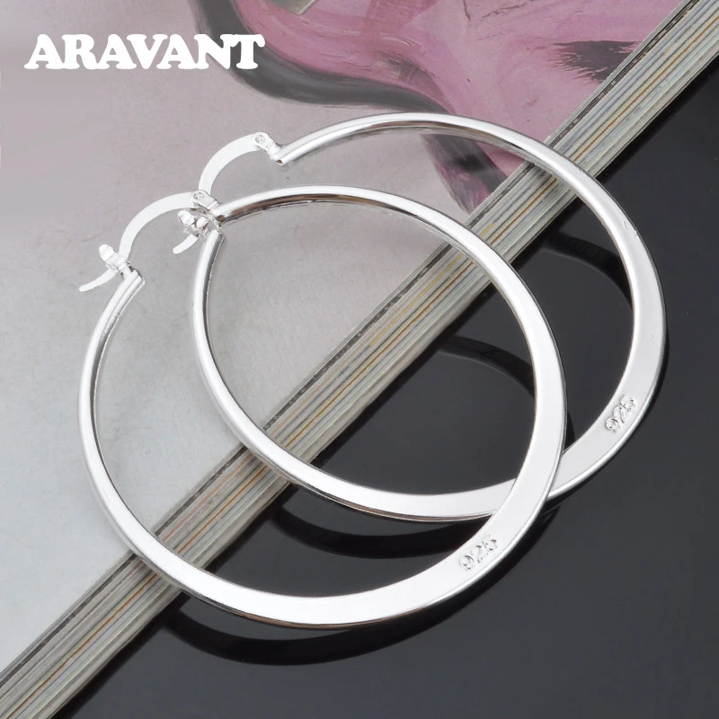 Top Trends: Aravant 925 Silver 55MM Flat Hoop Earring For Women Fashion Jewelry Gift Shoppable Styles