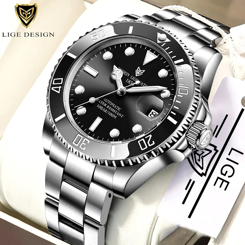 Top Trends: LIGE Design Top Brand Luxury Watch Stainless Steel Men Automatic Watch 100M Waterproof Sports Mechanical Watch Reloj Hombre 2021 Shoppable Styles