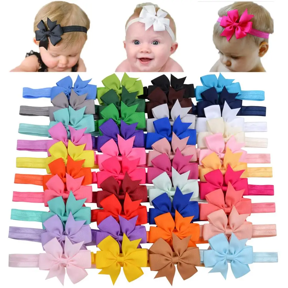 Top Trends: 20 Colors 1Pieces Baby Girls Grosgrain Ribbon Bow Hair Band For Newborns Young Children 7.62 CM Hair Band Kids Hair Accessories Shoppable Styles