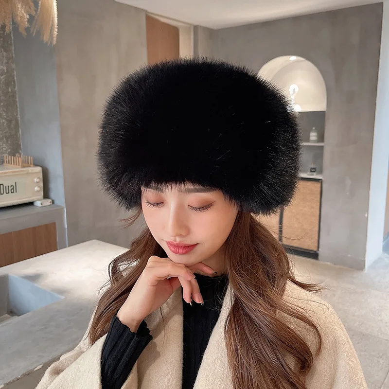 Top Trends: Winter Thick Fluffy Headband Fur Hairband Russian Furry Earmuffs Outdoor Wide Headdress Empty Top Ski Hats For Women Accessories Shoppable Styles