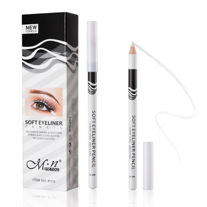 Top Trends: 12Pcs / box White Eyeliner Waterproof Eyeliner Pencil Smooth High Gloss Eyeshadow Cosmetics Eye Brightener Makeup Tools Shoppable Styles