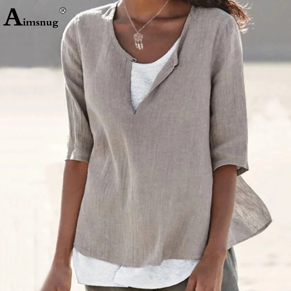 Top Trends: Size 4xl 5xl Women Latest Casual T Shirt V-neck T-shirt Half Sleeve Summer Top Womens Linen Elegant Blusas Tunic Femme Clothing Shoppable Styles