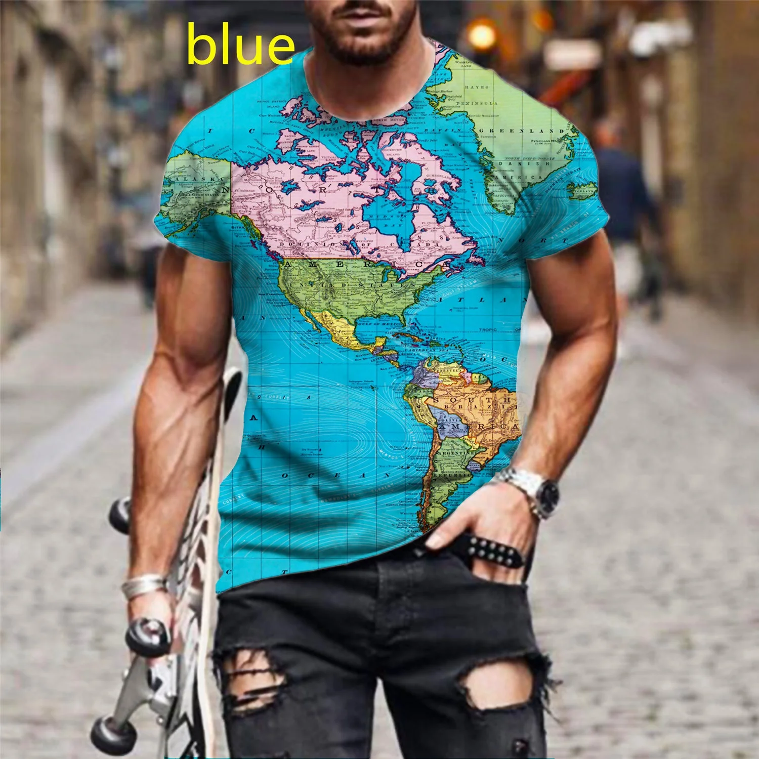 Top Trends: 2021 Retro World Map 3d Printed T Shirt Creative Short Sleeve Cool T-Shirt Shoppable Styles