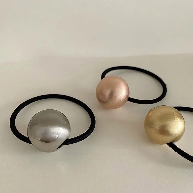 Top Trends: Fashion Gold Silver Metal Ball Elastic Hair Tie Simple Bead Rubber Band Stretch Ponytail Holder Korean Style Hair Band Hair Ring Shoppable Styles